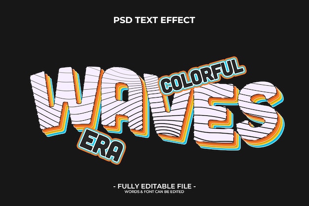 PSD waves colorful text effect