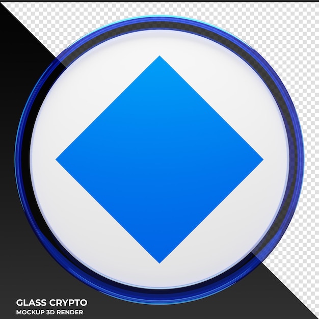 Waves glass crypto coin 3d illustration