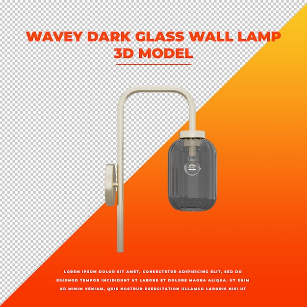 Wavey dark glass wandlamp geïsoleerd 3d-model