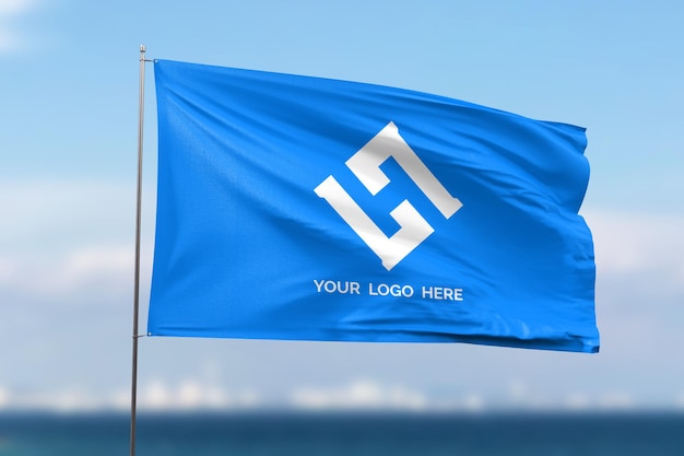 PSD waving flag mockup