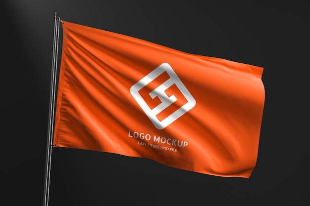 PSD waving flag mockup