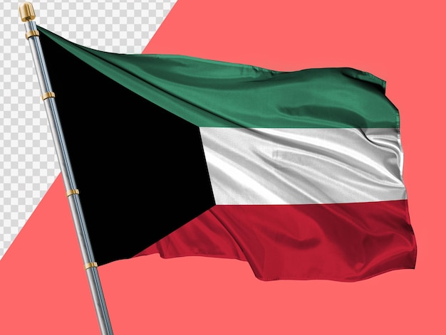 waving flag of kuwait transparent background full hd