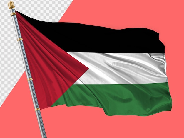 PSD waving flag of palestine transparent background full hd