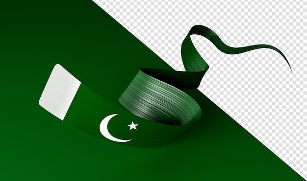 Waving ribbon or banner with flag of pakistan independence day 3d illustration