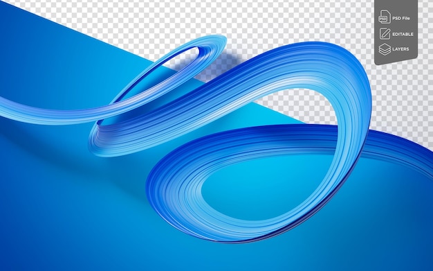Wavy Blue Flag Waving Abstract Lintvlag geïsoleerd op blauwe achtergrond 3d illustratie