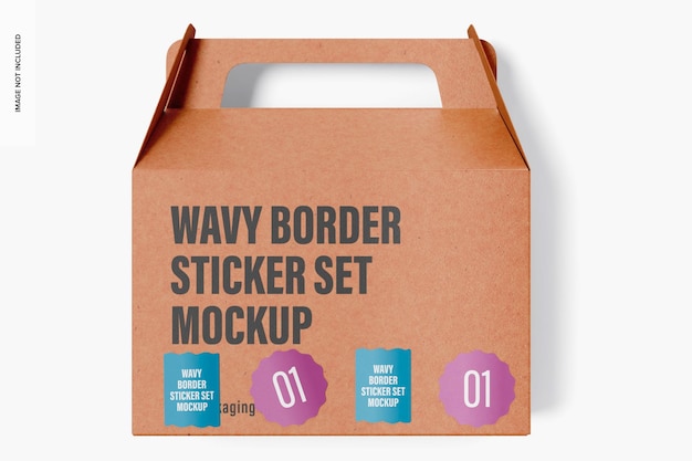 PSD wavy border sticker set mockup, top view