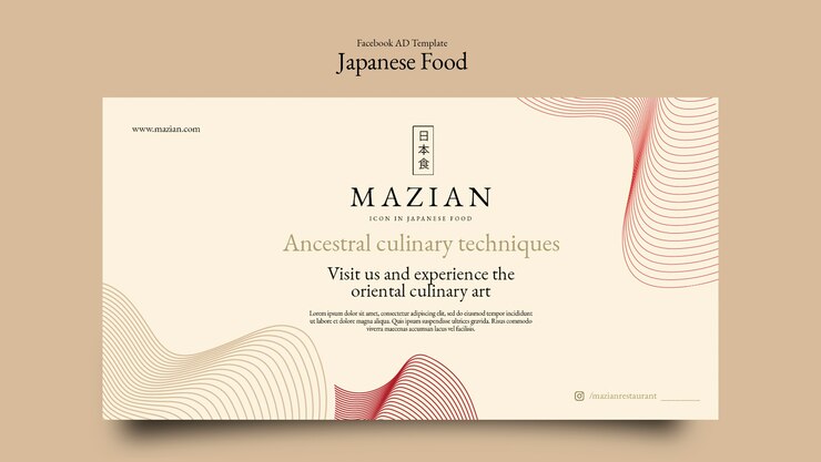 PSD wavy lines food business facebook template