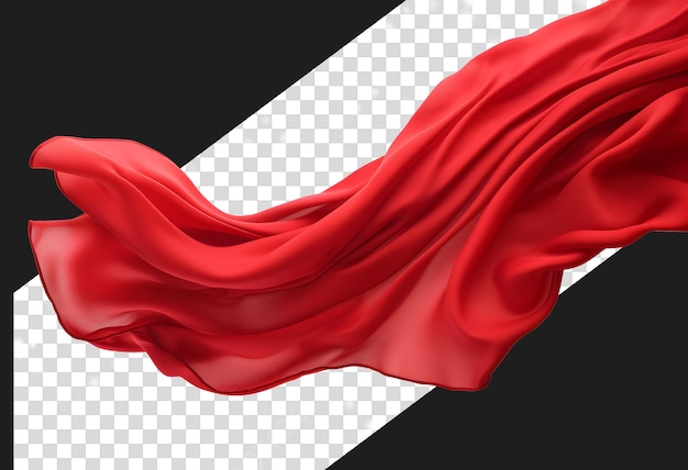 PSD wavy red cloth or wavy silk floating in the air png