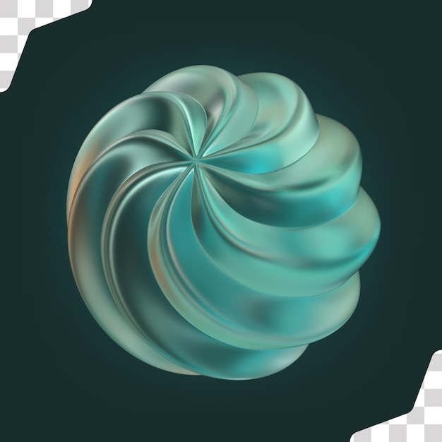 PSD wavy sphere abstract 3d shape with glass material base