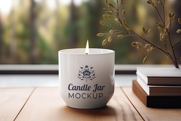 PSD wax candle in glass jar mockup