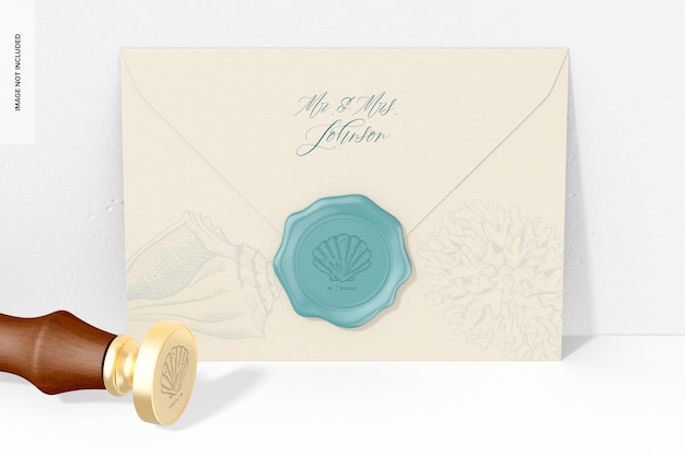 PSD wax seal mockup, front view