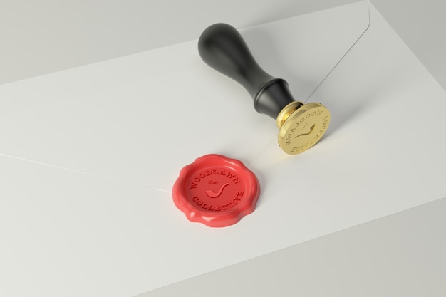 PSD wax seal stamp logo mockup