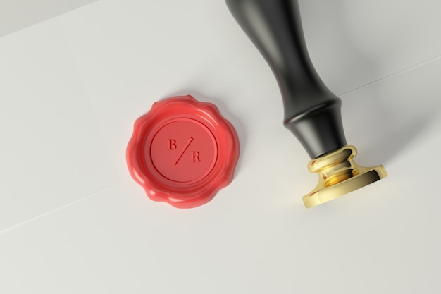 Wax seal stamp logo mockup