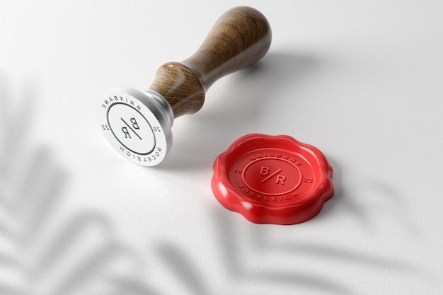 PSD wax seal stamp logo mockup