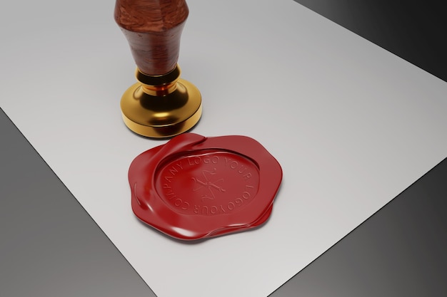 PSD wax seal stamp mockup