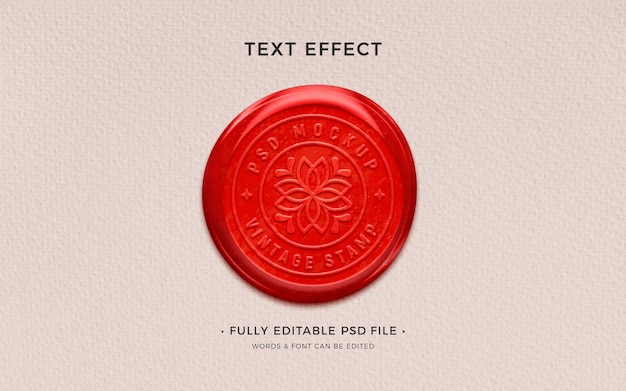 PSD wax seal stamp text effect