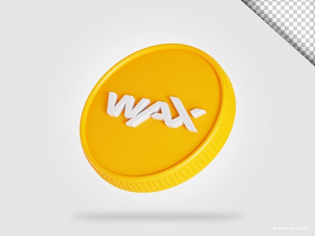 Wax waxp cryptocurrency coin 3d rendering isolated