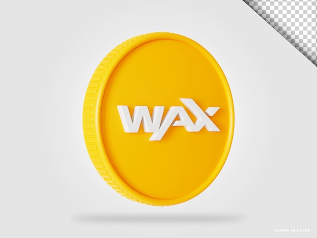 Wax waxp cryptocurrency munt 3d-rendering geïsoleerd