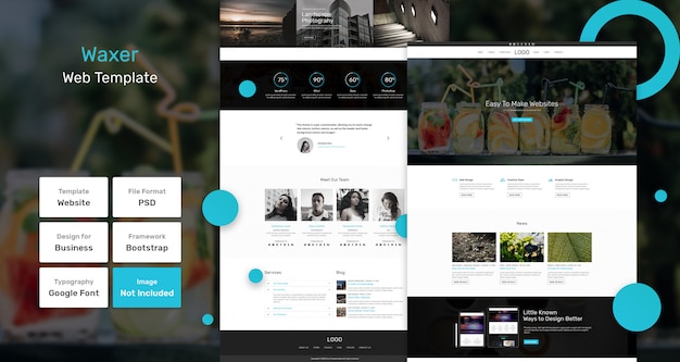 PSD waxer 비즈니스 웹 템플릿