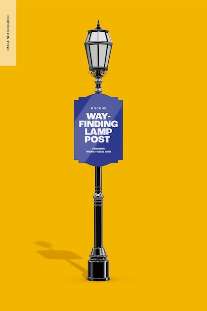 PSD wayfinding lamp post mockup, front view