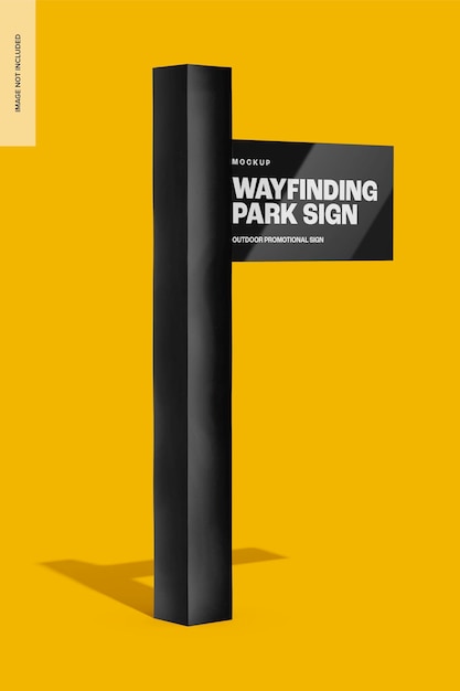 PSD wayfinding park sign mockup, left view