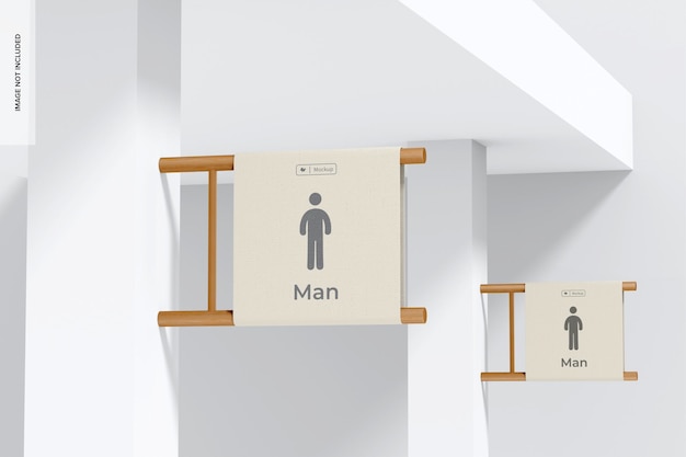 Wayfinding signs mockup, perspective