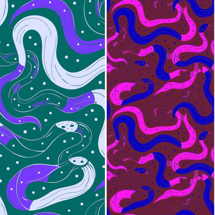 PSD wąż morski z wężycą silhouette line art minimal design nature pattern vector designs