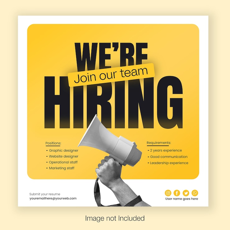 PSD we are hiring banner web template social media post hiring ad recruitment flyer instagram post