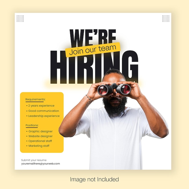 we are hiring banner web template social media post Hiring ad Recruitment flyer Instagram post