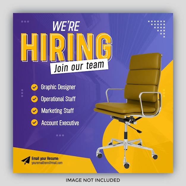 PSD we are hiring banner web template social media post story