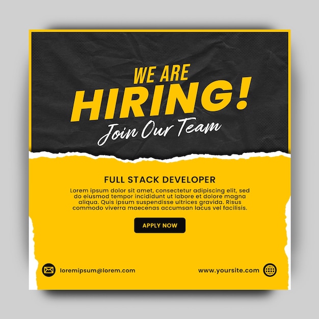 PSD we are hiring creative social media post feed design