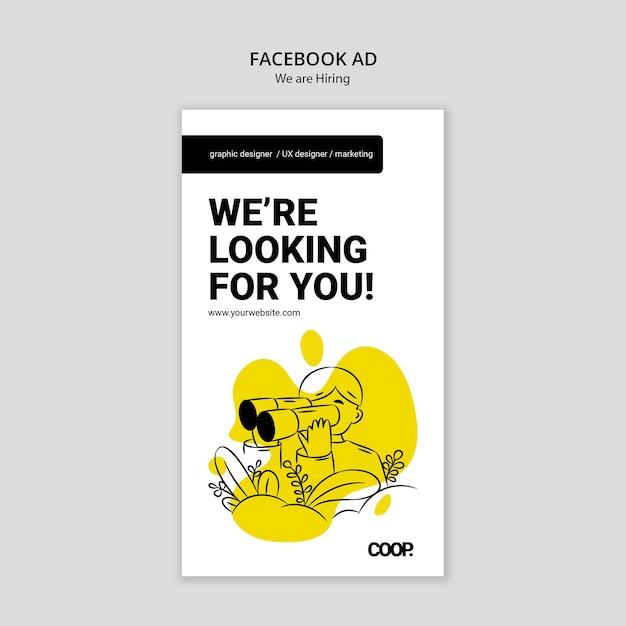 PSD we are hiring facebook template