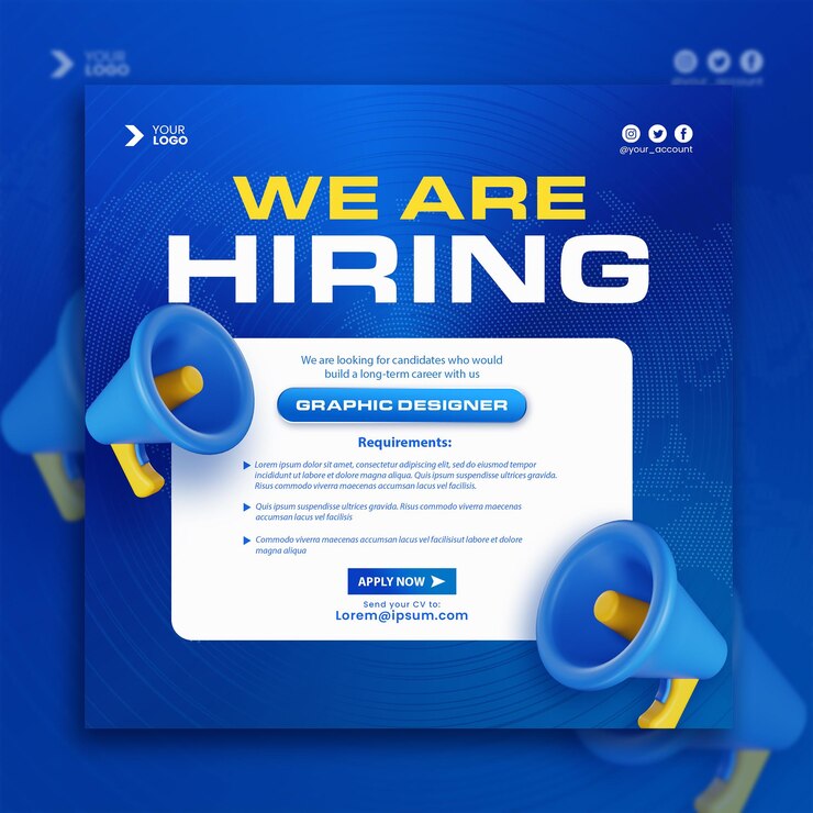 PSD we are hiring flyer social media template