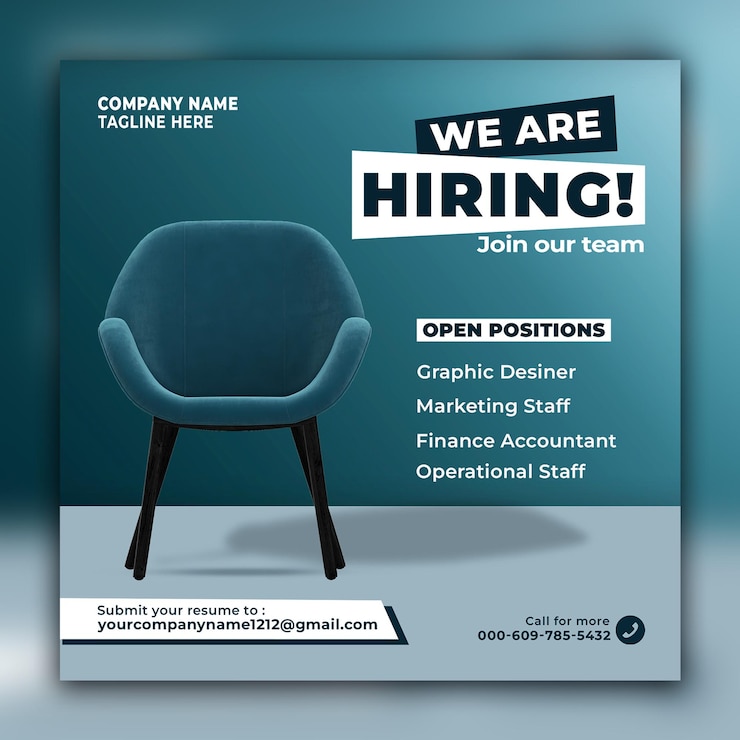 PSD we are hiring instagram social media feed template