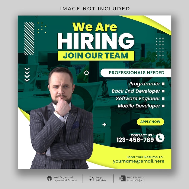 We are hiring instagram social media post template