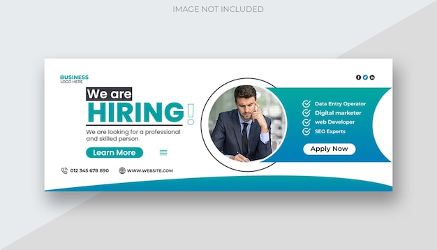 PSD we are hiring job media social cover and web banner template