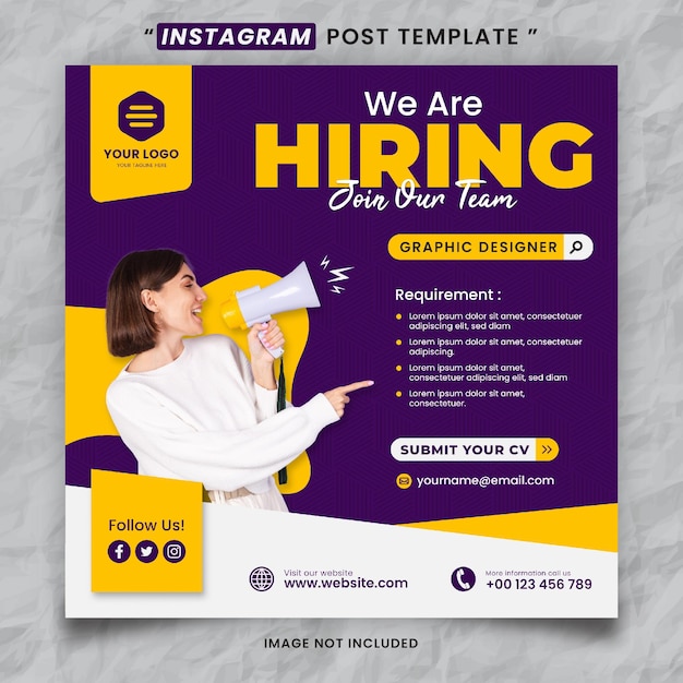 PSD we are hiring job media social post template