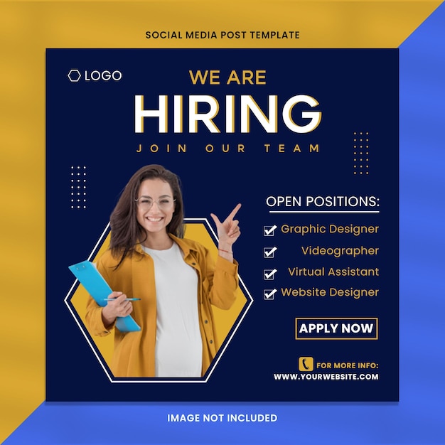 We Are Hiring Job Open Position Social Media Post Template