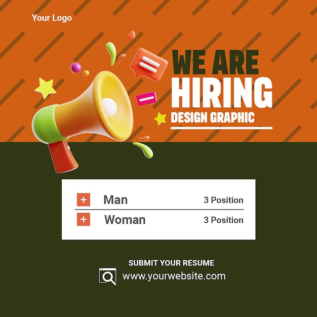 PSD we are hiring job position instagram post flyer design template