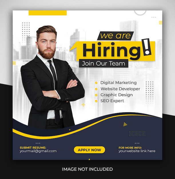 We are hiring job position social media instagram and facebook promotion post flyer design template