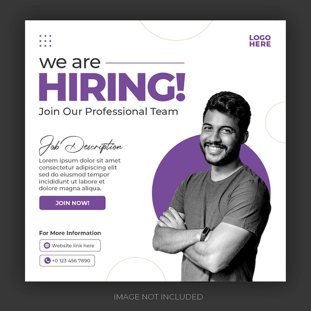 PSD we are hiring job vacancy announcement social media post template