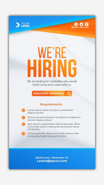 PSD we are hiring job vacancy design instagram story template