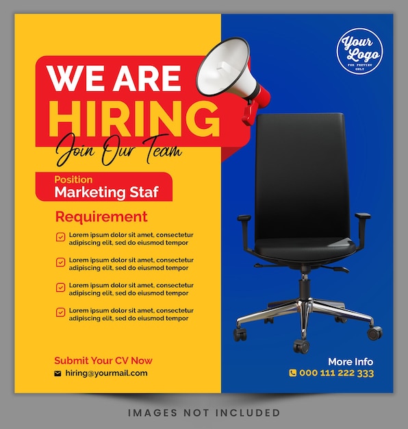 We are hiring job vacancy promotion psd template