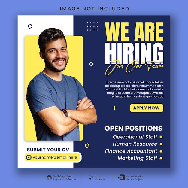 We are hiring job vacancy social media post template