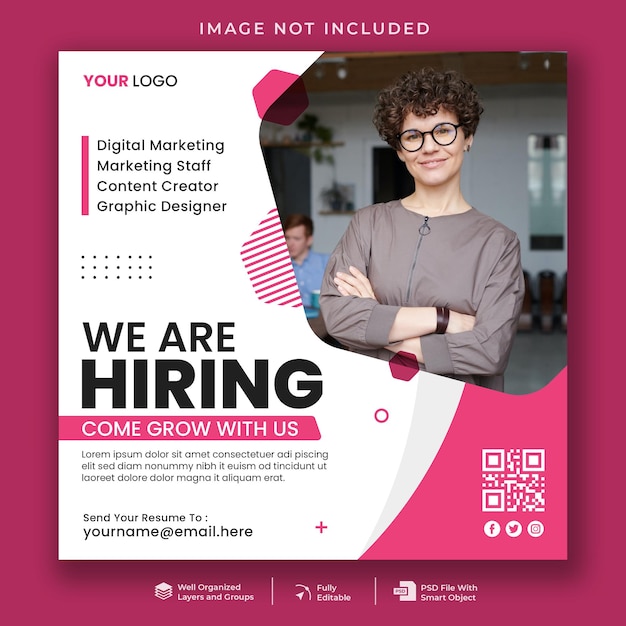 We are hiring job vacancy social media post template