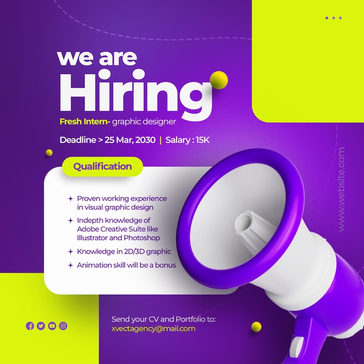 PSD we are hiring job vacancy social media post template
