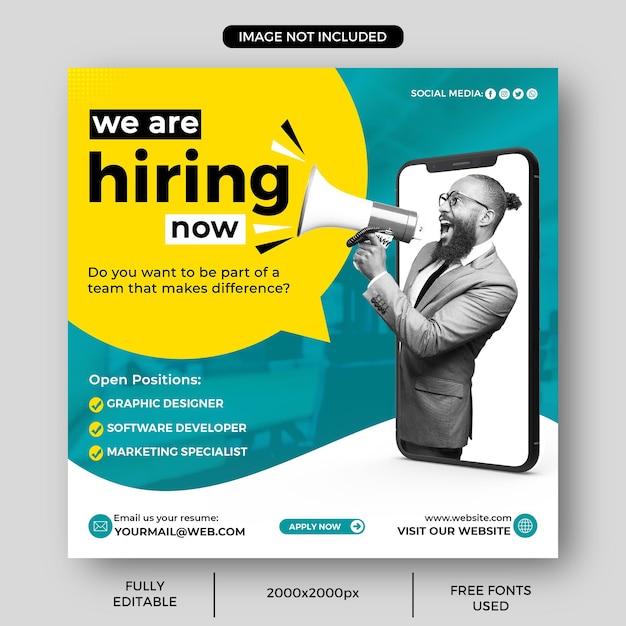 We are hiring job vacancy social media post template