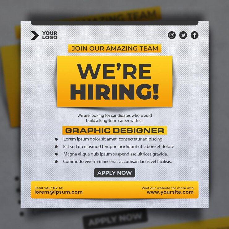 PSD we are hiring job vacancy social media post template