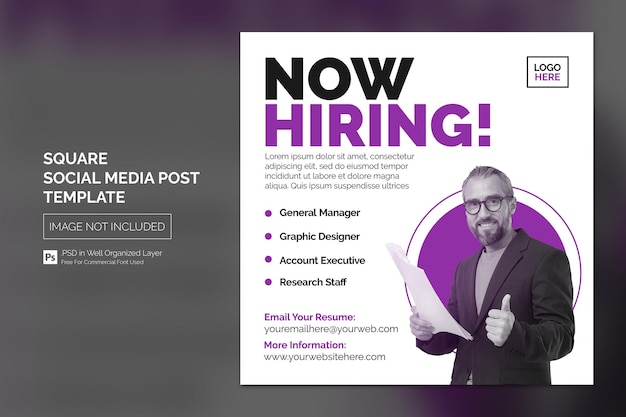 We are Hiring Job Vacancy Square Banner or Social Media Post Template