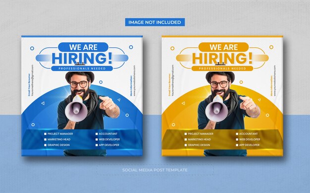 We are hiring job vacancy square or social media banner template